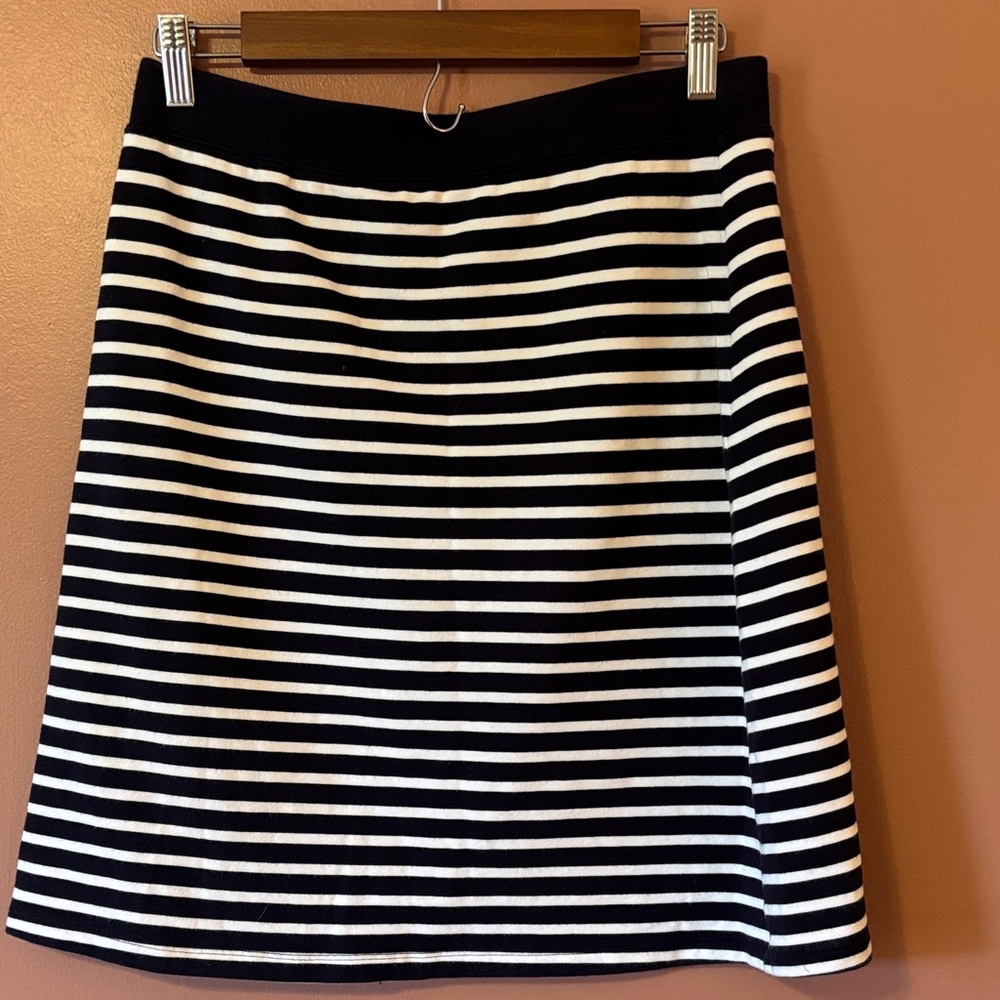 Talbots Black and White Striped A-Line Skirt